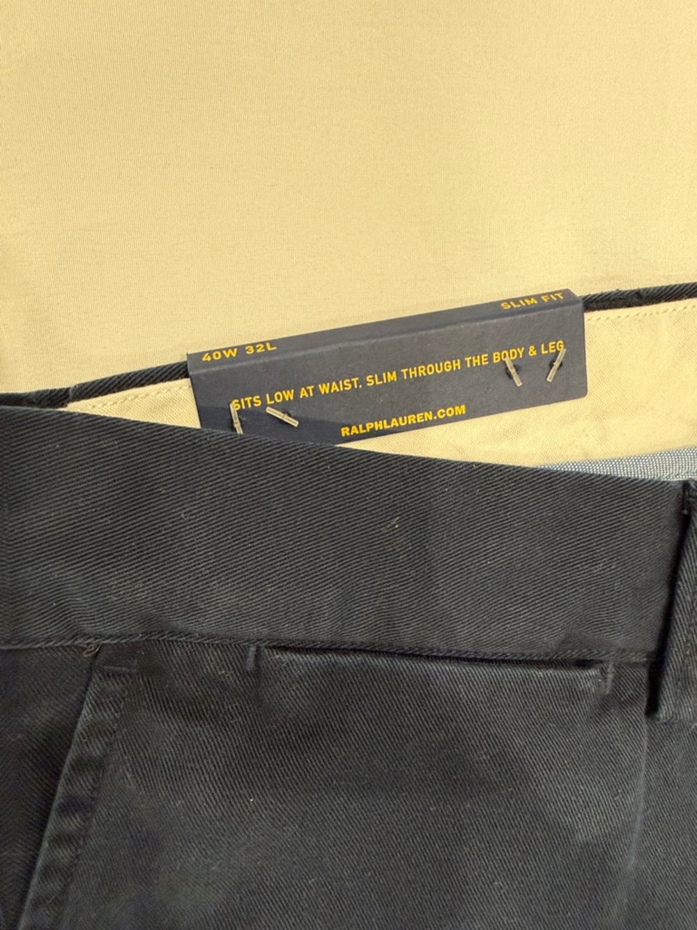 NWT Polo Ralph Lauren Navy Men's Chino Pants - Slim Fit— 40x32 - Picture 2 of 9